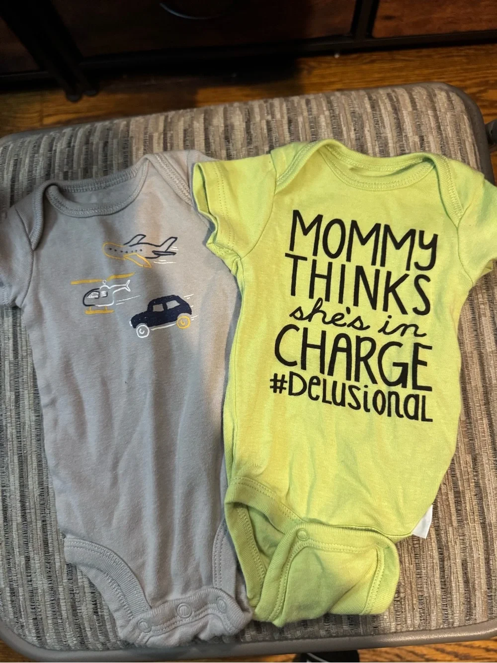 Carter's Light Green Baby Onesie with Black Text